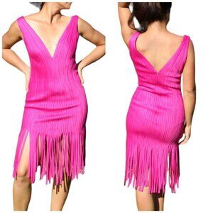 Tadashi Shoji Pink Fringe Midi Dress